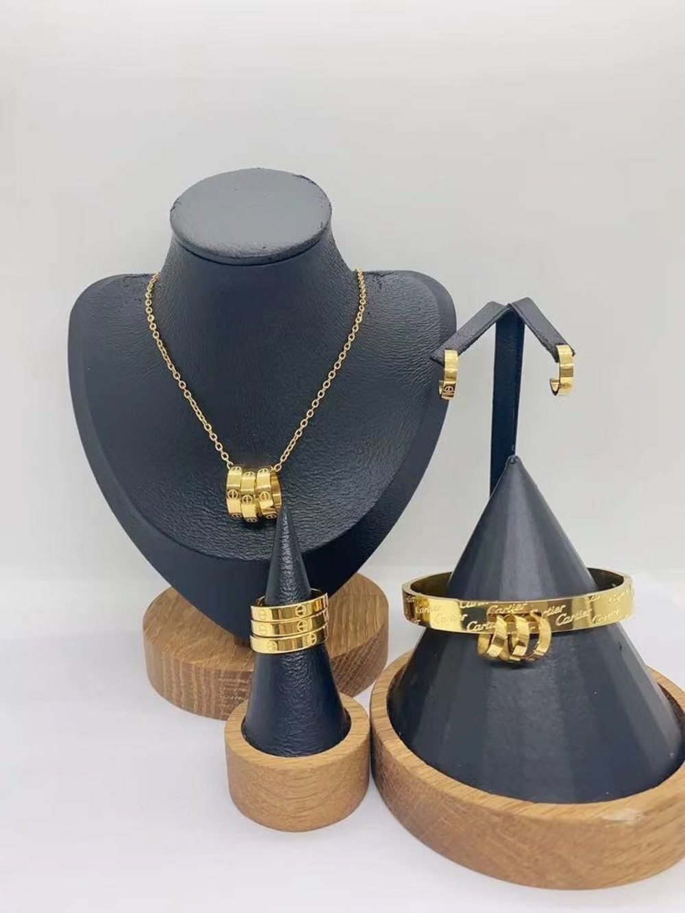 Gold Multi-Ring Pendant Necklace for Women